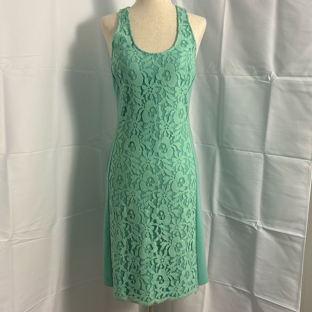 The Letter Lace Shift Dress in Mint Green Size S